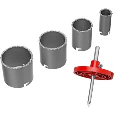 MATRIX Набор коронок по керамической плитке, 33-53-67-73 мм, шестигранный хвостовик 72840