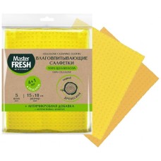 Набор салфеток MASTER FRESH С0007053 Master FRESH ЭКО салфетки целлюлозные + АНТИМИКРОБНАЯ добавка, 4+1шт В ПОДАРОК