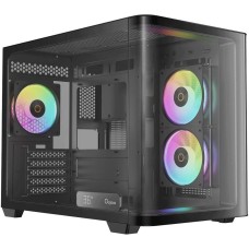 Корпус для ПК OCYPUS Корпус для ПК Iota-C50-BKD300CD-GL Case Iota C50 BK Curve ARGB Digital mATX /win /black / 3 ARGB fans/ no PSU / Tempered Glass