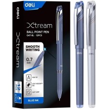 DELI Ручка шариков. Xtream (EQ47-BL) d=0.7мм син. черн. карт.уп. игловидный пиш. наконечник резин. манжета чернила пониженной вязкости