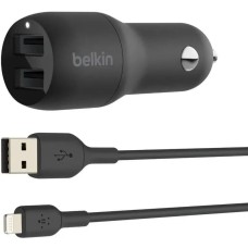 BELKIN Автомобильное зарядное устройство 2 x USB-A, 12Вт x 2, кабель Lightning 1М, черный (CCD001bt1