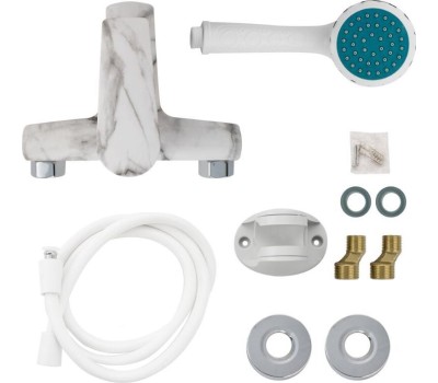 Смеситель в ванную BRIMIX 586 Смеситель в ванную короткий нос , шаровый из высокопрочного пластика АБС - БЕЛЫЙ МРАМОР