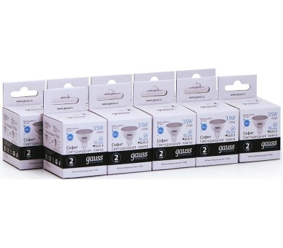 GAUSS 13524 Светодиодная лампа LED Elementary MR16 GU5.3 3.5W 300lm 4100K 1/10/100 0