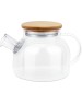 POMI D'ORO P250087 Neri Чайник заварочный стеклянный с фильтром-пружиной и бамбуковой крышкой, 1000мл