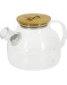POMI D'ORO P250087 Neri Чайник заварочный стеклянный с фильтром-пружиной и бамбуковой крышкой, 1000мл