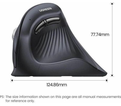 UGREEN Беспроводная компьютерная мышь вертикальная MU008 (25444) Wireless Vertical Mouse 2.4 GHz&BT. Цвет: черный