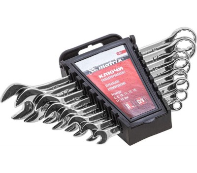 Набор ключей MATRIX Набор ключей комбинированных, 6-19 мм, 8 шт, CrV, полированный хром 15422