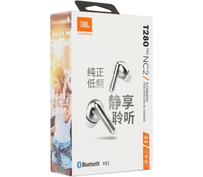 TWS наушники JBL Наушники Tune 280 TWS NC2, Bluetooth, внутриканальные, серебристый [ t280twsnc2silcn]