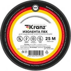 Изоляционная лента KRANZ (KR-09-2206) 0.13Х19 ММ, 25 М, ЧЕРНАЯ