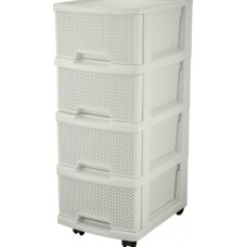 Комод KEEPLEX KL379422048 Ajur с ящиками на колесиках четырехсекционный компакт белое облако