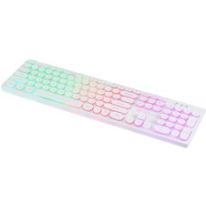 OKLICK Клавиатура Оклик 420MRL белый USB slim Multimedia LED