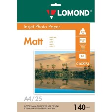 Фотобумага LOMOND Фотобумага A4, для струйной печати, 25л, 140г/м2, белый, покрытие матовое [0102073]