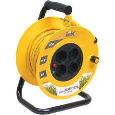 IEK Удлинитель силовой Garden (WKP23-06-04-20) 2x0.75кв.мм 4розет. 20м ПВС 6A катушка желтый