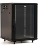 HYPERLINE Шкаф коммутационный TWB-FC-1866-GP-RAL9004 настенный, стеклянная передняя дверь, 18U, 600x920x600 мм