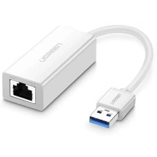 UGREEN Адаптер CR111, USB 3.0 A(m) - RJ-45 (m), ферритовый фильтр , 0.1м, белый [20255]