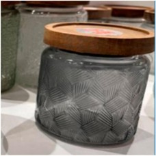 LEONORD Банка из цветного рельефного стекла, AMARETTO, 1000 мл с деревянной крышкой (акация) (108316)