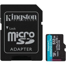 Карта памяти KINGSTON Карта памяти microSDXC UHS-I U3 Canvas Go Plus 512 ГБ, 200 МБ/с, Class 10, SDCG4/512GB, 1 шт., переходник SD
