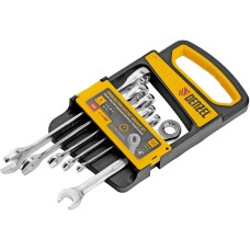 Набор ключей DENZEL Набор ключей комбинированных трещоточных 6-17 мм, 6 шт., CrV, матовый хром 14720