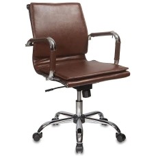 БЮРОКРАТ Кресло руководителя Ch-993-Low коричневый экокожа низк.спин. крестов. металл хром