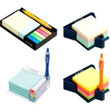 STICK`N Блок самоклеящийся бумажный 21425 200лист. 70г/м2 в подставке 76x76мм+25x76мм+закладки 5цв