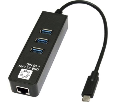 переходник-адаптер 5BITES UA3C-45-10BK USB3.1 / 3*USB3.0 / RJ45 1G / BLACK