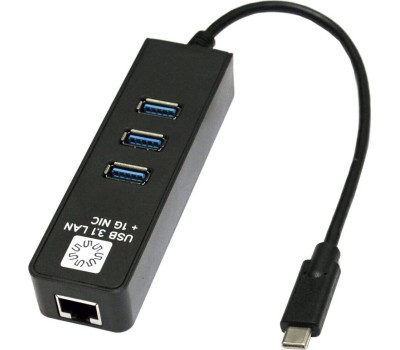 переходник-адаптер 5BITES UA3C-45-10BK USB3.1 / 3*USB3.0 / RJ45 1G / BLACK