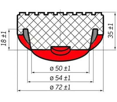 Опора резиновая AVS RFJ-50 для подкатного домкрата (D-72/50 мм, H-35 мм)