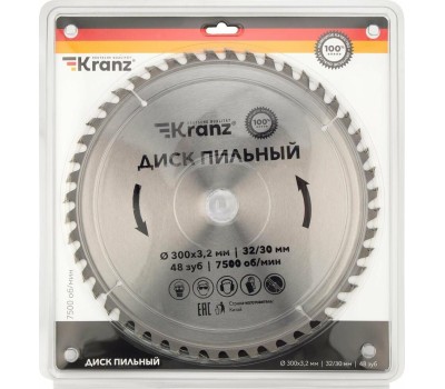 KRANZ (KR-92-0133) Диск пильный 300 мм х 48 зуб х 32/30 мм