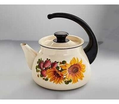 Чайник КМЗ 42704-122/6 эмал 3,0л сфер конс/руч с рис, слоновая кость