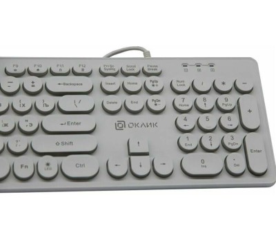 OKLICK Клавиатура Оклик 420MRL белый USB slim Multimedia LED