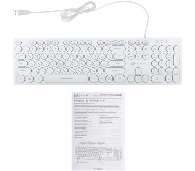 OKLICK Клавиатура Оклик 420MRL белый USB slim Multimedia LED