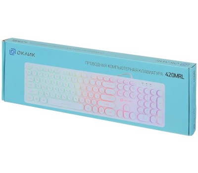 OKLICK Клавиатура Оклик 420MRL белый USB slim Multimedia LED