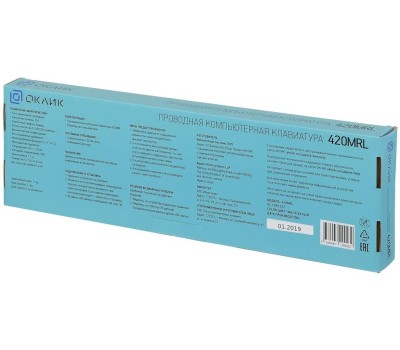 OKLICK Клавиатура Оклик 420MRL белый USB slim Multimedia LED