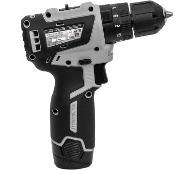 Дрель ИНТЕРСКОЛ Ударная дрель-шуруповерт ДАУ-10/12В, 2.5Ач, с двумя аккумуляторами [767.2.2.45]