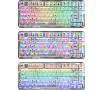 REDRAGON Клавиатура Elf Pro, беспроводная, USB, Bluetooth/Радиоканал, механическая, белый [71688]