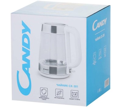 Чайник электрический CANDY Чайник электрический CK-301, 1.8л, стекло/пластик