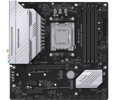 Материнская плата MAXSUN MS-Terminator B850M WIFI (Socket AM5, mATX, 4*DDR5(192Gb), DP/HDMI, 4*SATA3, 2*M.2, 1*PCIEx16/1*PCIEx4/1*PCIEx1, 4*USB2.0, 4*USB 3.0, 1*Type-C, LAN 1*2,5G, Bluetooth, Wi-Fi 802.11ax, RTL)