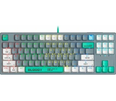 A4TECH Клавиатура проводная Bloody S87 Energy grey/green (механическая, USB, for gamer, LED) (S87 USB ENERGY ASH)