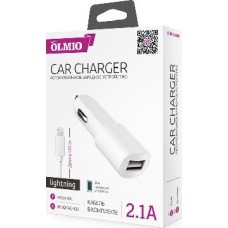 Автомобильное ЗУ OLMIO USB 2.1A +LIGHTNING кабель (38704)