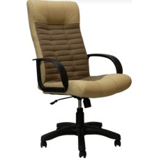 Кресло компьютерное ЯРКРЕСЛА Кр26 ТГ ПЛАСТ С12(ткань бежевая+коричневая)/ЭКО2(экокожа слон.кость)