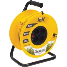 IEK Удлинитель силовой Garden (WKP23-10-04-40) 2x1.0кв.мм 4розет. 40м ПВС 10A катушка желтый