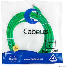 Cabeus PC-UTP-RJ45-Cat.6-5m-GN Патч-корд U/UTP, категория 6, 2xRJ45/8p8c, неэкранированный, зеленый, PVC, 5м