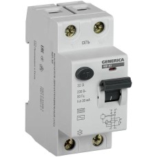 IEK Выключатель дифф.тока УЗО MDV15-2-032-030 ВД1-63 Generica 32A 4.5kA 30мА AC 2П 230В 2мод серый (упак.:1шт)