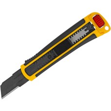 DENZEL Нож, 25 мм, сменное лезвие, SK4, корпус из ABS + TPR, торцевой зажим 78908