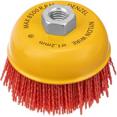 DENZEL Щетка для УШМ, 100 мм, Чашка, нейлоновая щетина, М14 74469