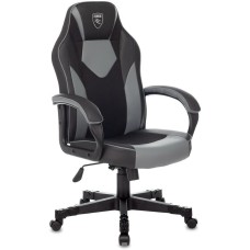 ZOMBIE Кресло игровое GAME 17 черный/серый ткань/эко.кожа крестов. пластик