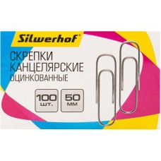 SILWERHOF Скрепки 491037 металл оцинкованные 50мм (упак.:100шт) картонная коробка