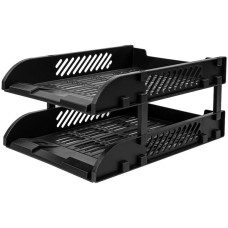 DELI Лоток горизонтальный E9212 BLACK сборный для бумаг 325x241x155мм черный пластик (упак.:2шт) пластиковый пакет
