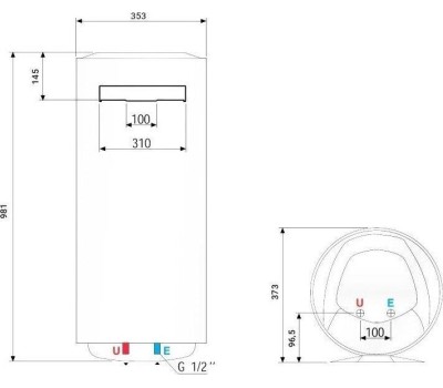 Водонагреватель накопительный электрический ARISTON BLU1 ECO ABS PW 65 V SLIM 3700556