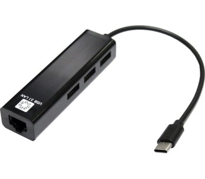 переходник-адаптер 5BITES UA3C-45-09BK USB3.1 / 3*USB2.0 / RJ45 100MB / BLACK